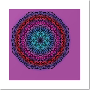 Blue, Pink, Purple & Red Gradient Mandala Posters and Art